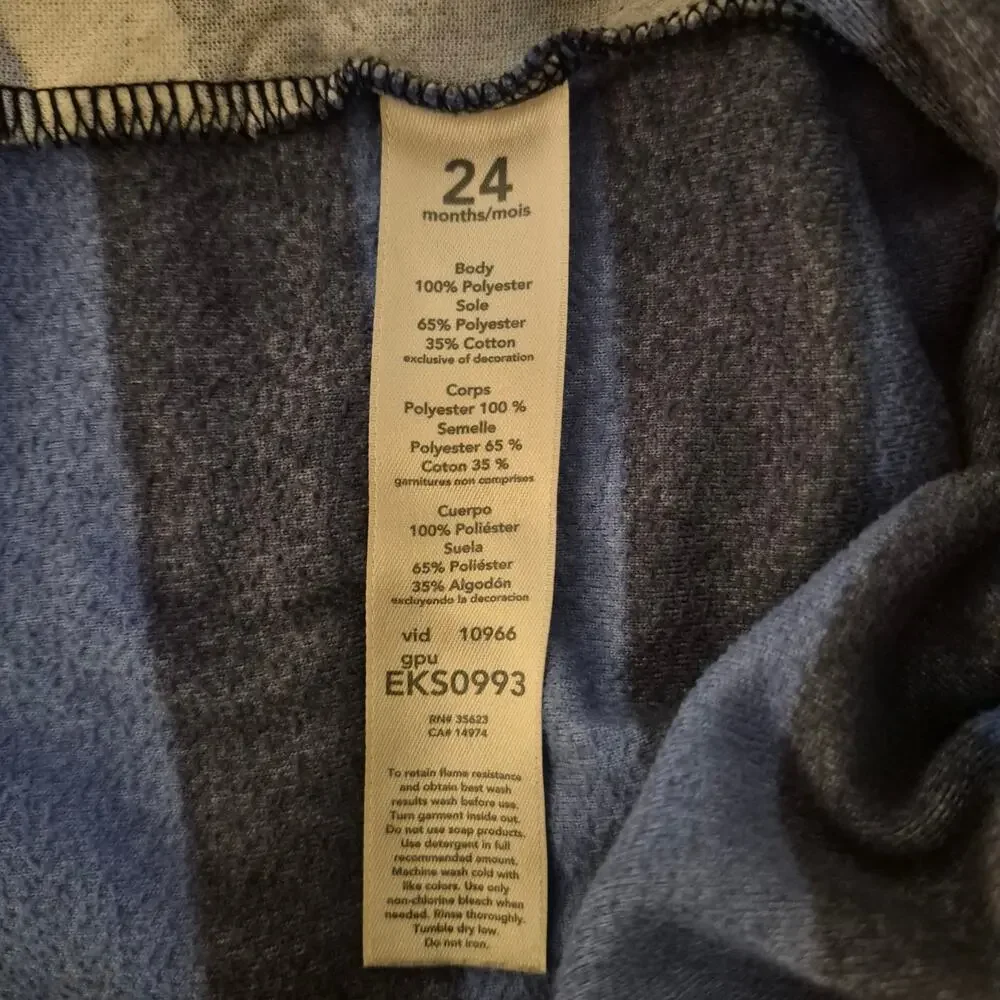 ​Carter's Baby Boy Fleece Footed Pajamas 24 Months Blue Striped Dinosaur Sleeper